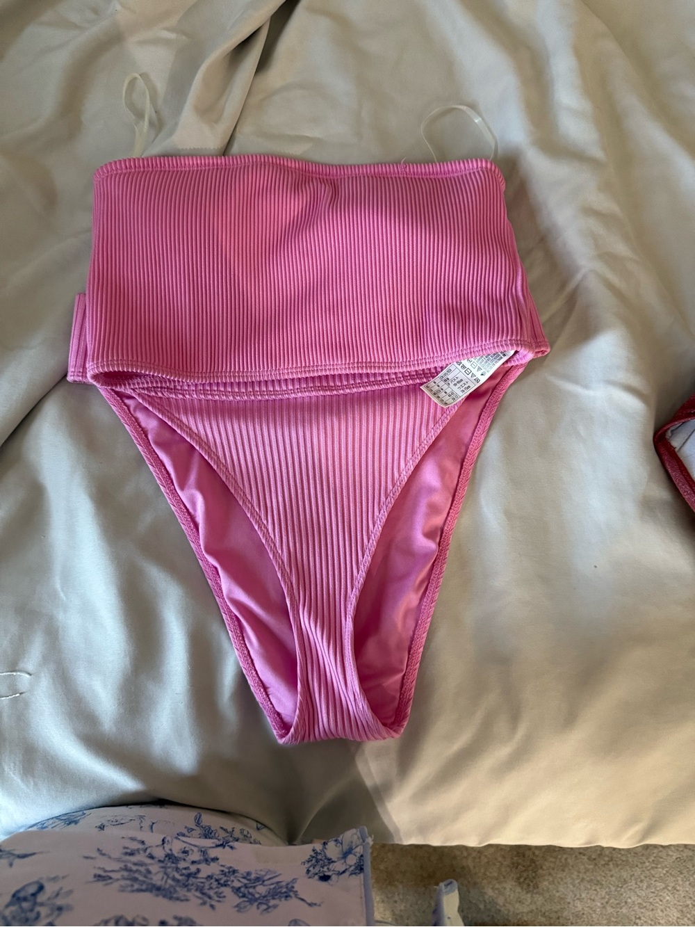 Forever 21 Pink Ribbed High-Waist Bikini Set